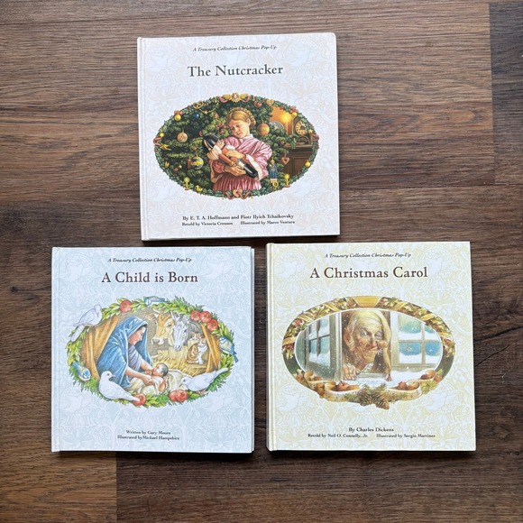 1993 A Treasury Collection Christmas Pop-Up Books: Nutcracker, Carol, Child Born - Picture 1 of 8
